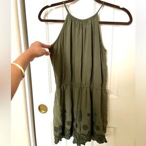 Mossimo Supply Co. Olive Green embroidered romper
